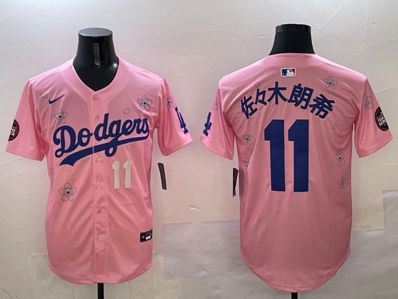 Men Los Angeles Dodgers 11 R.Sasaki Pink Sakura Edition 2025 Nike MLB Jersey style 4